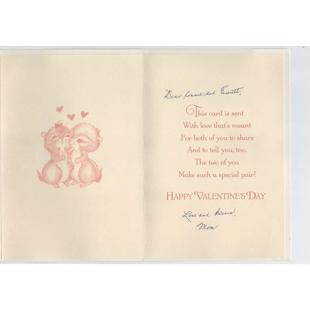 Vintage 1970s Hallmark Valentine Card Son and Wife Chipmunks 75V 578-2